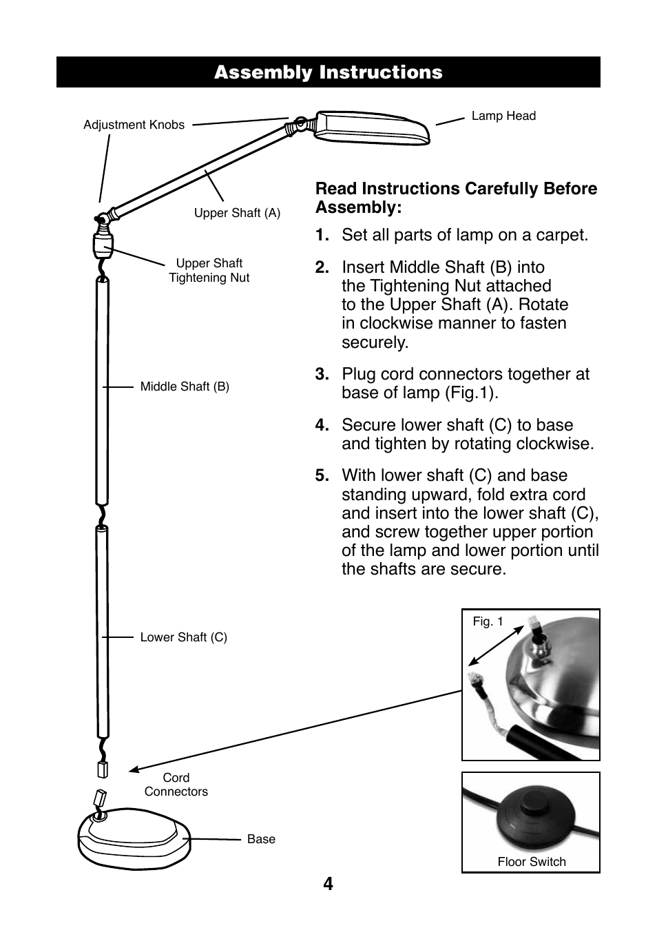 4assembly instructions | Verilux PLANETLIGHT PL05 User Manual | Page 4 / 8