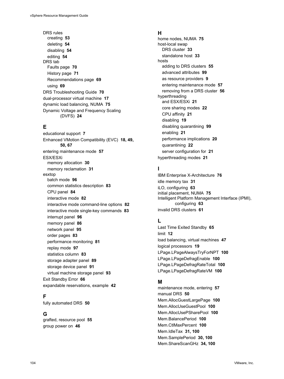 VMware vSphere vCenter Server 4.0 User Manual | Page 104 / 106