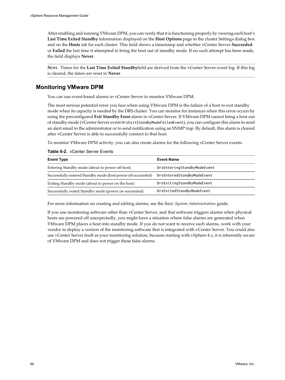 Monitoring vmware dpm | VMware vSphere vCenter Server 4.0 User Manual | Page 66 / 106