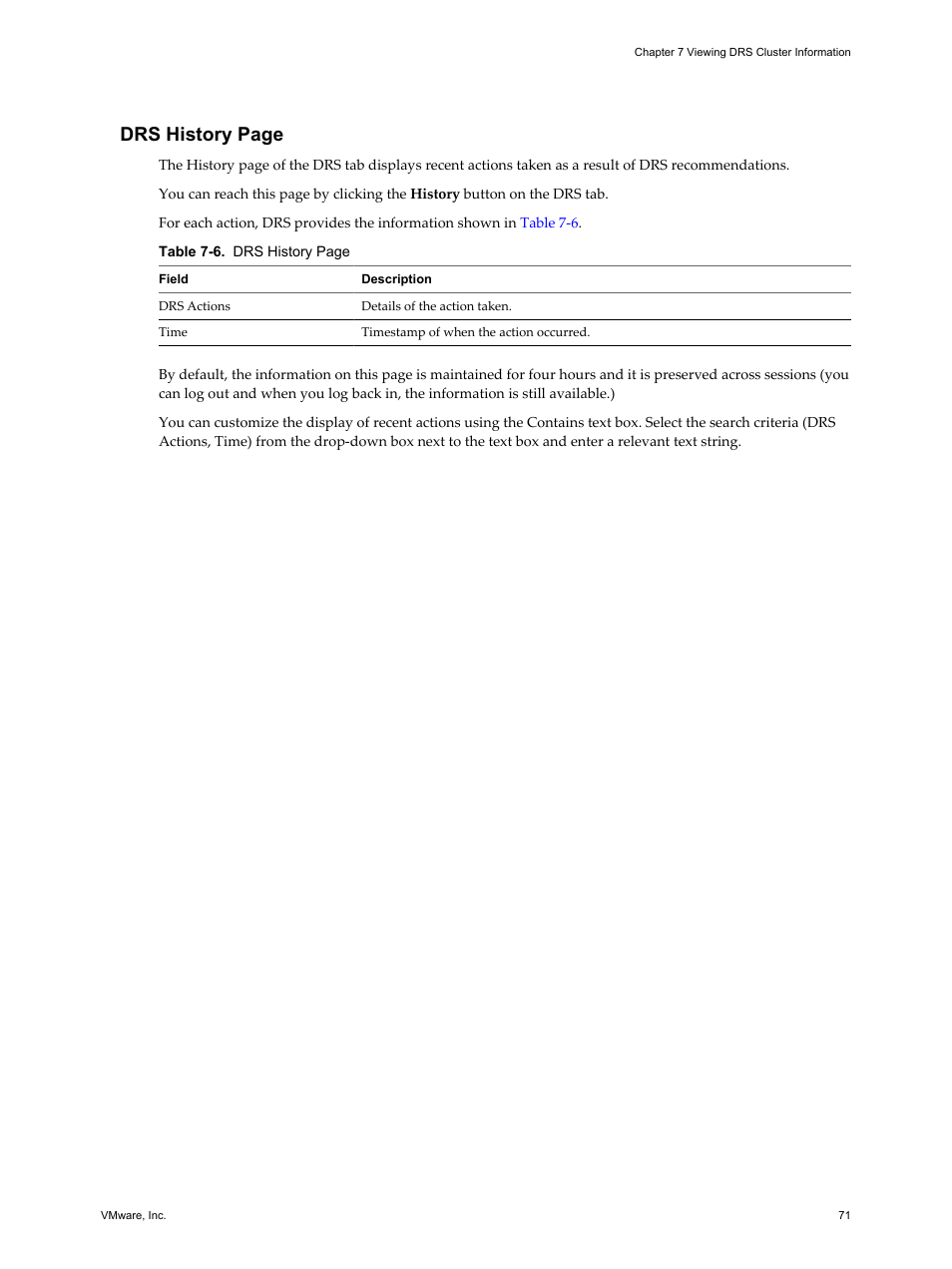 Drs history page | VMware vSphere vCenter Server 4.0 User Manual | Page 71 / 106