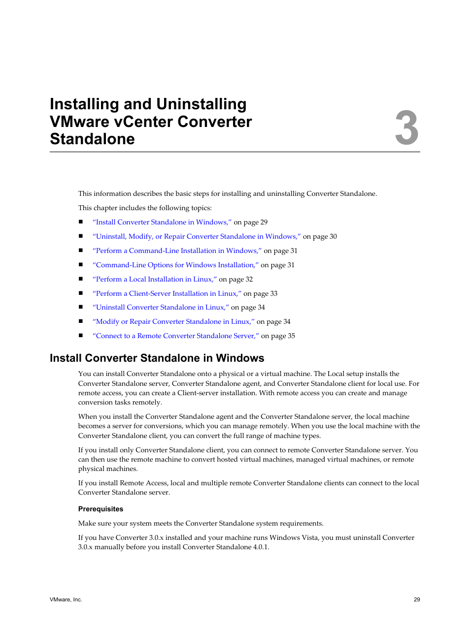 Install converter standalone in windows, Install converter standalone in windows 29 | VMware VCENTER CONVERTER EN-000158-02 User Manual | Page 29 / 92