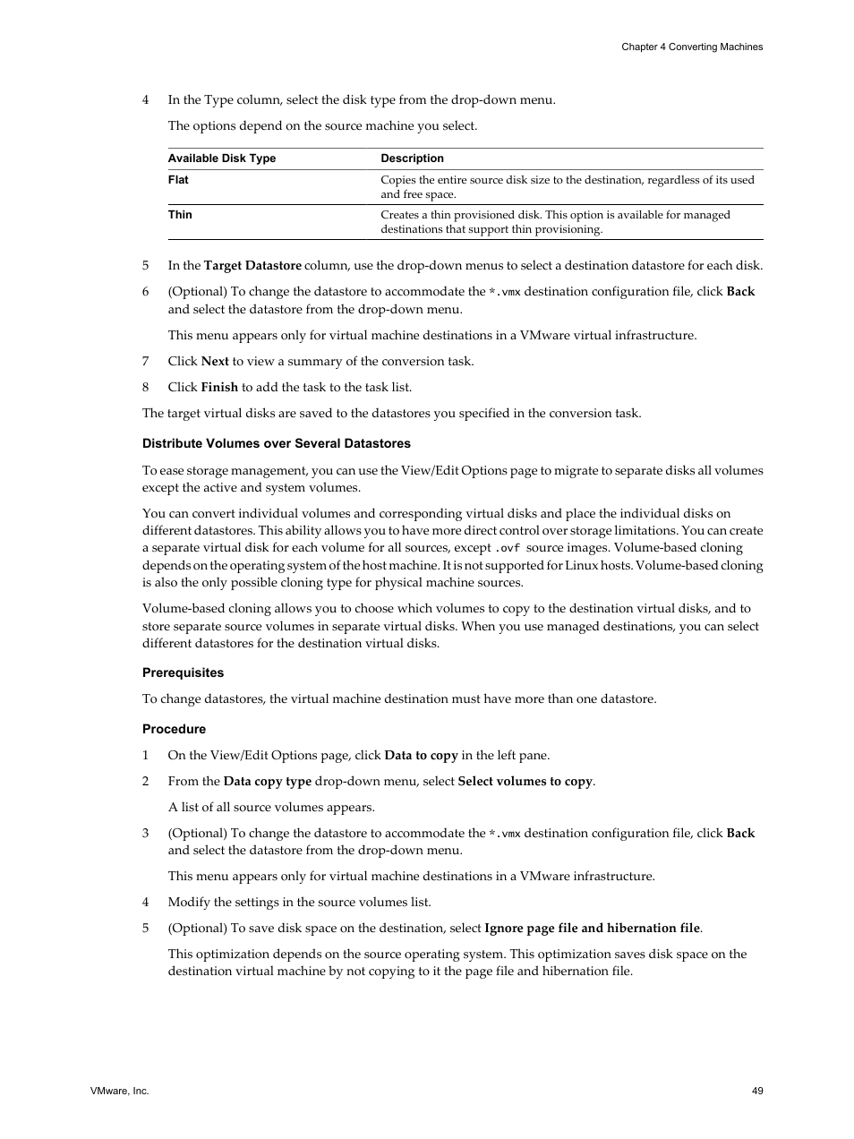 Distribute volumes over several datastores | VMware VCENTER CONVERTER EN-000158-02 User Manual | Page 49 / 92