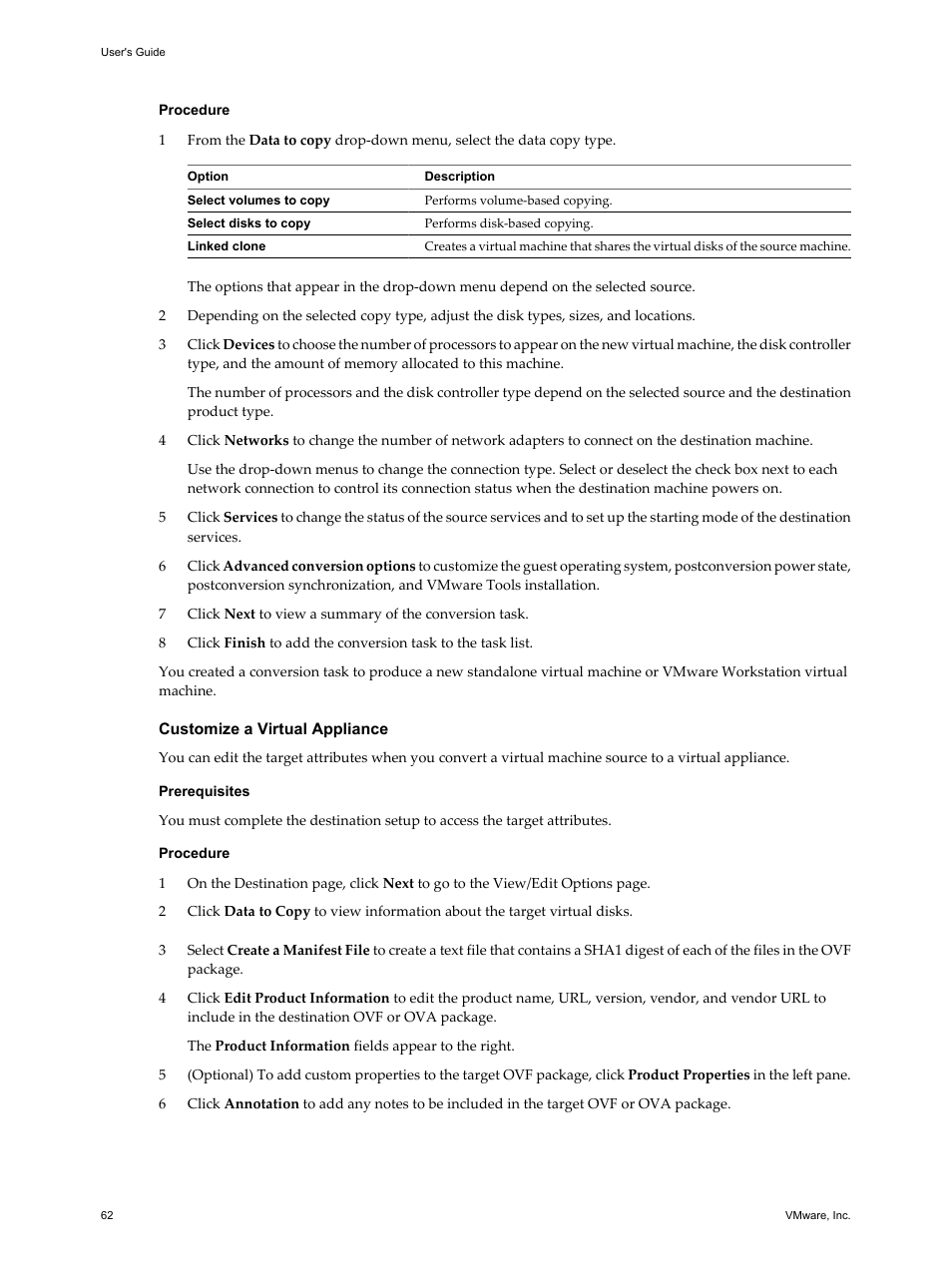 Customize a virtual appliance | VMware VCENTER CONVERTER EN-000158-02 User Manual | Page 62 / 92