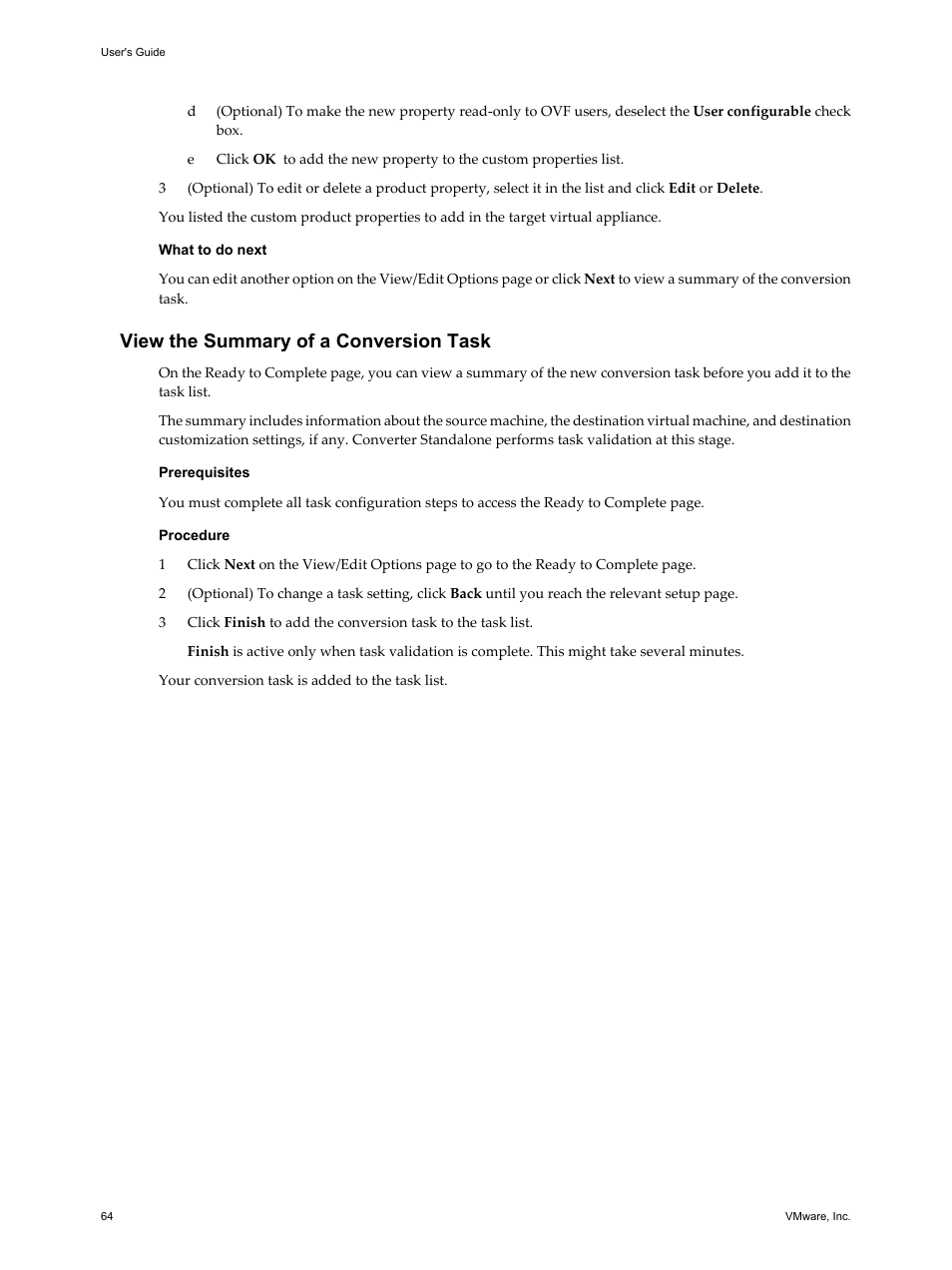 View the summary of a conversion task | VMware VCENTER CONVERTER EN-000158-02 User Manual | Page 64 / 92