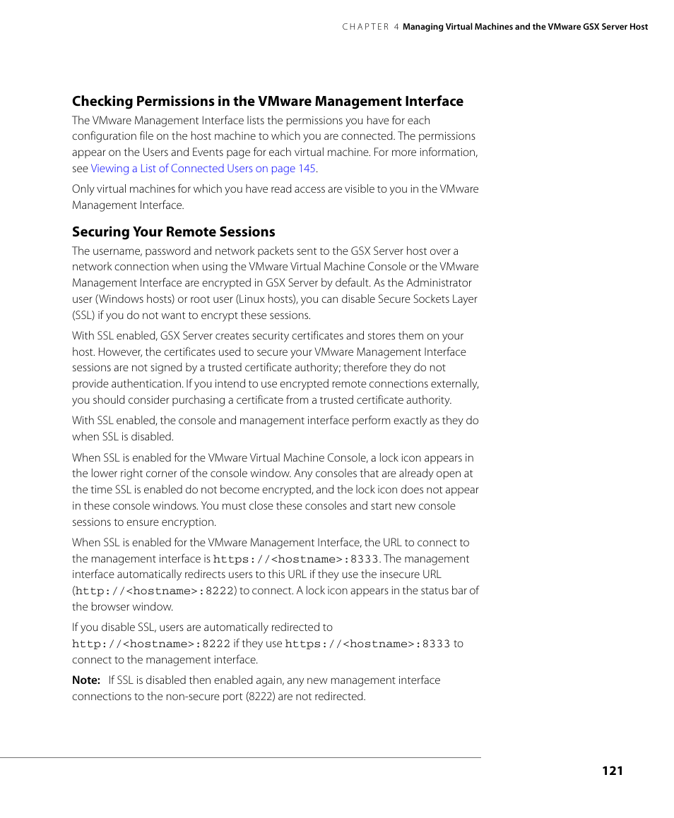 Securing your remote sessions | VMware GSX 3 User Manual | Page 121 / 240