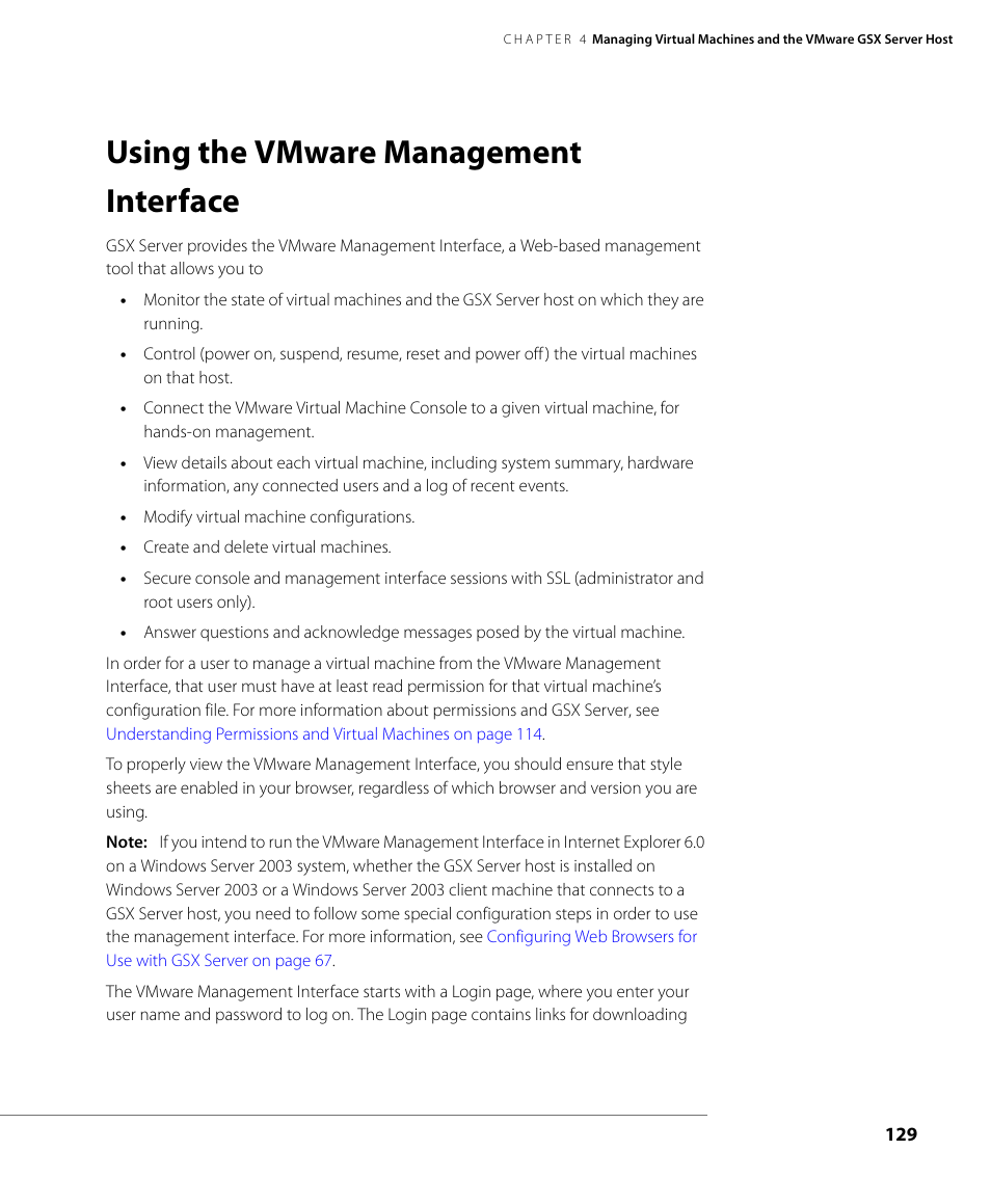 Using the vmware management interface | VMware GSX 3 User Manual | Page 129 / 240