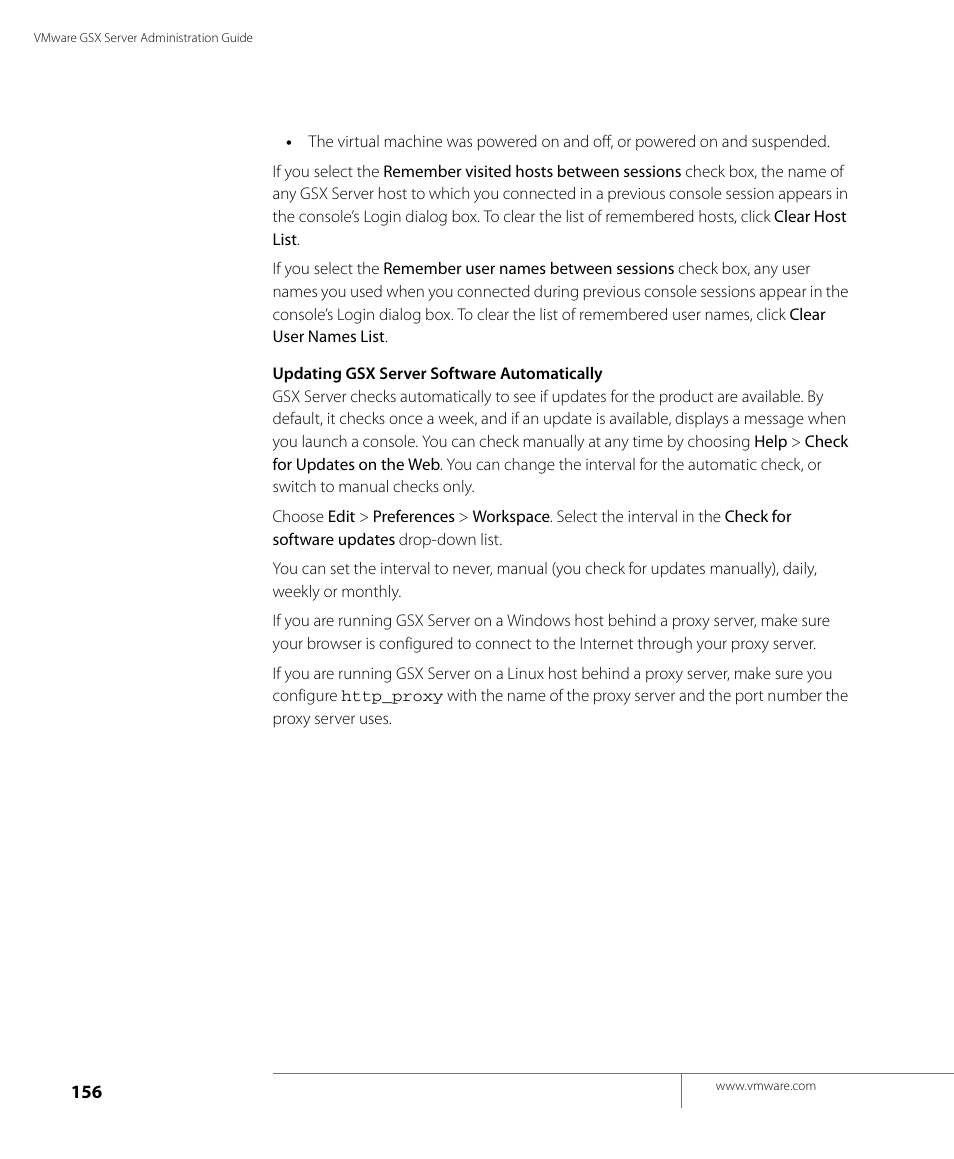 Ation, see, Updating gsx server software | VMware GSX 3 User Manual | Page 156 / 240