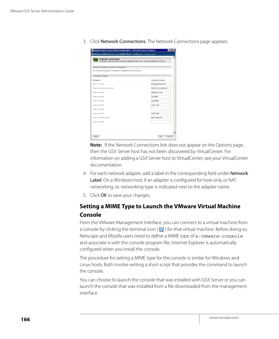 Setting a mime type to launch the vmware virtual | VMware GSX 3 User Manual | Page 166 / 240