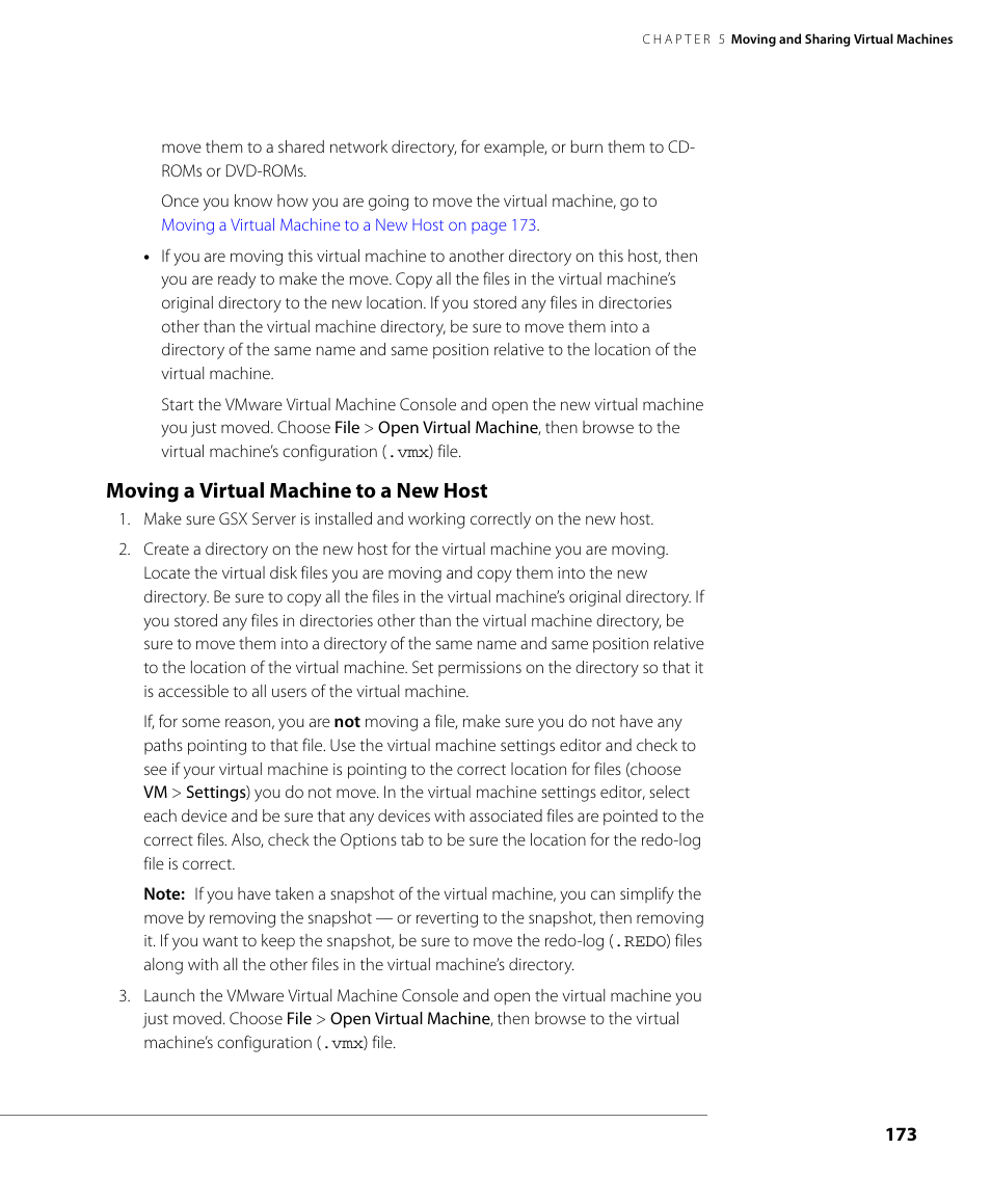 Moving a virtual machine to a new host | VMware GSX 3 User Manual | Page 173 / 240