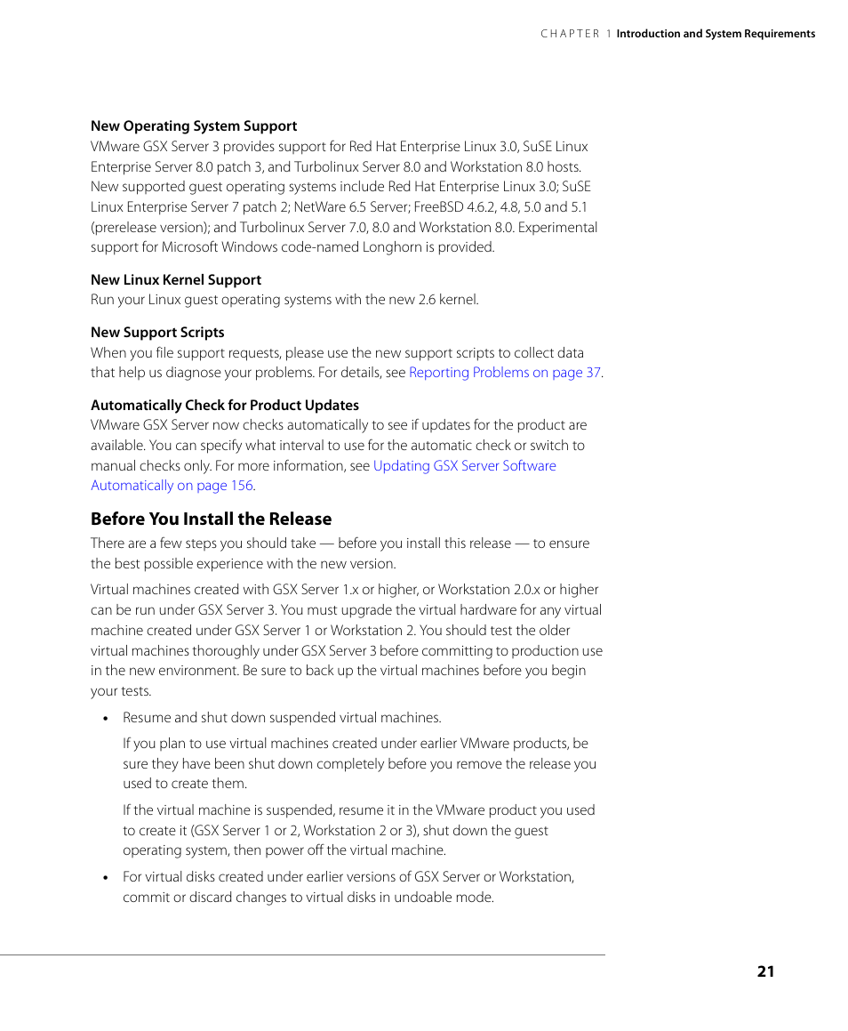 Before you install the release | VMware GSX 3 User Manual | Page 21 / 240