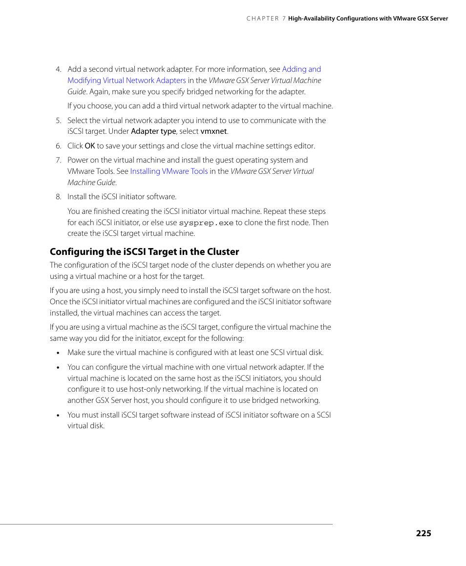 Configuring the iscsi target in the cluster | VMware GSX 3 User Manual | Page 225 / 240