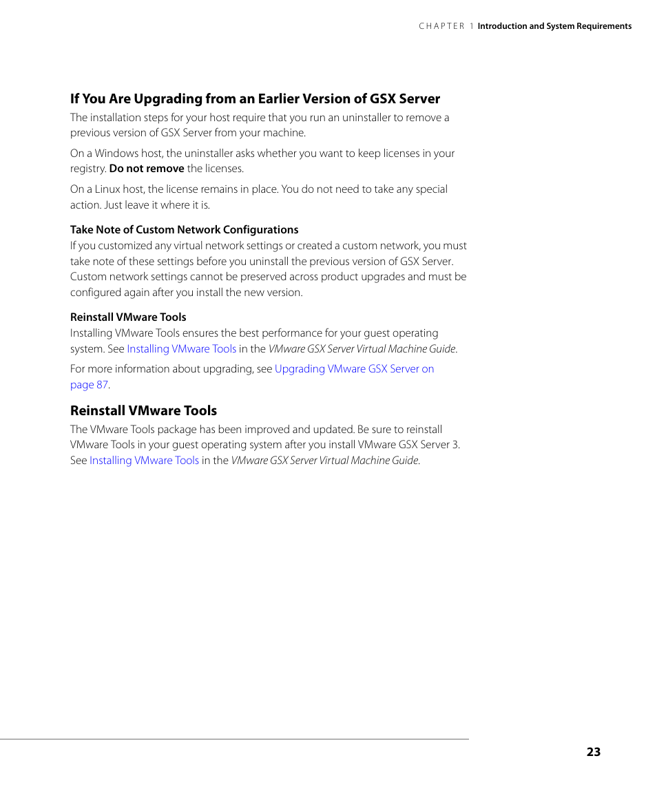 Reinstall vmware tools | VMware GSX 3 User Manual | Page 23 / 240