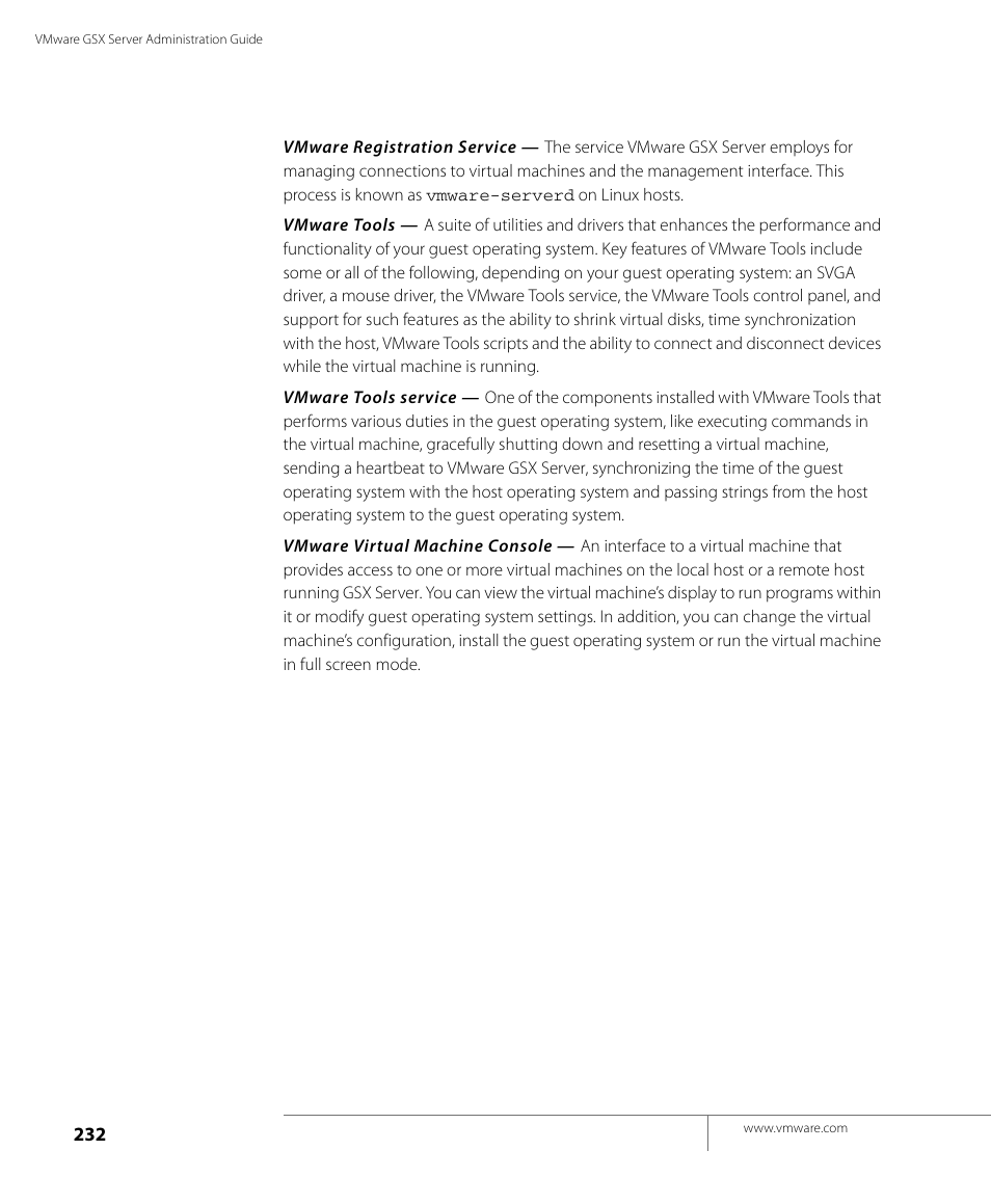 VMware GSX 3 User Manual | Page 232 / 240