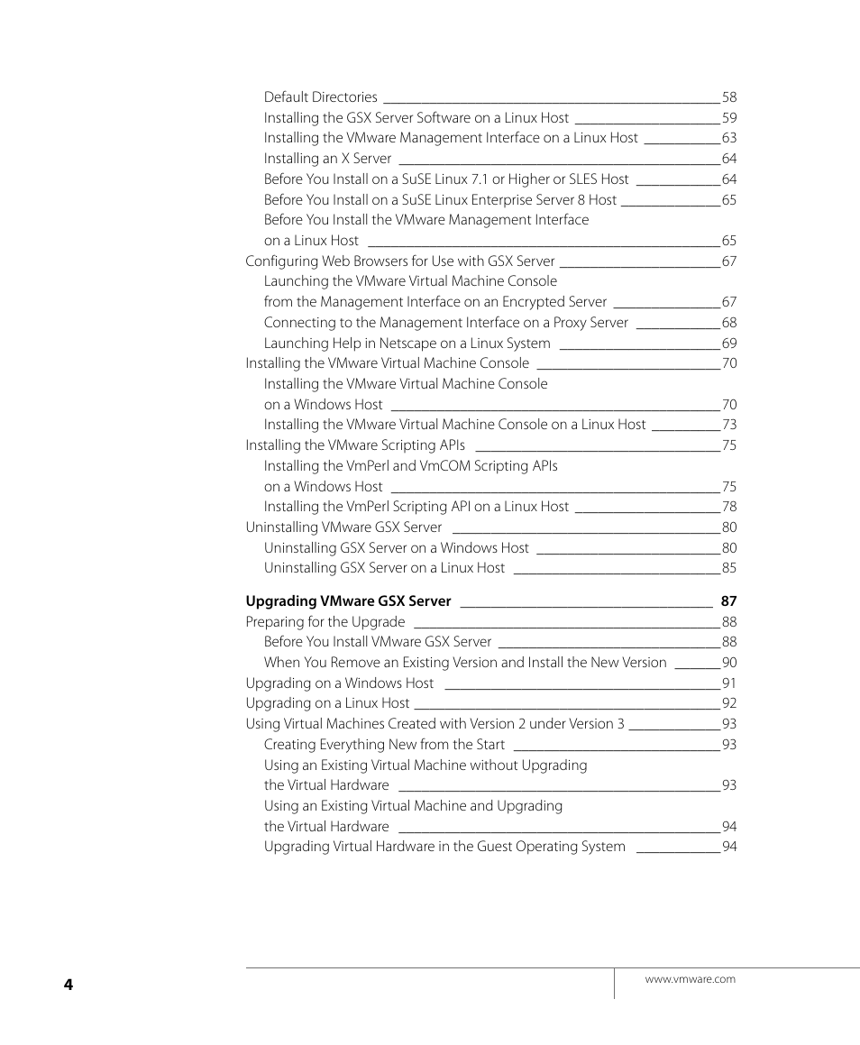 VMware GSX 3 User Manual | Page 4 / 240