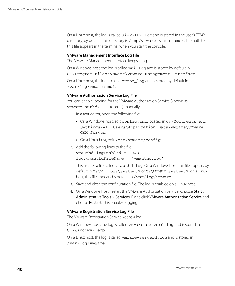 VMware GSX 3 User Manual | Page 40 / 240