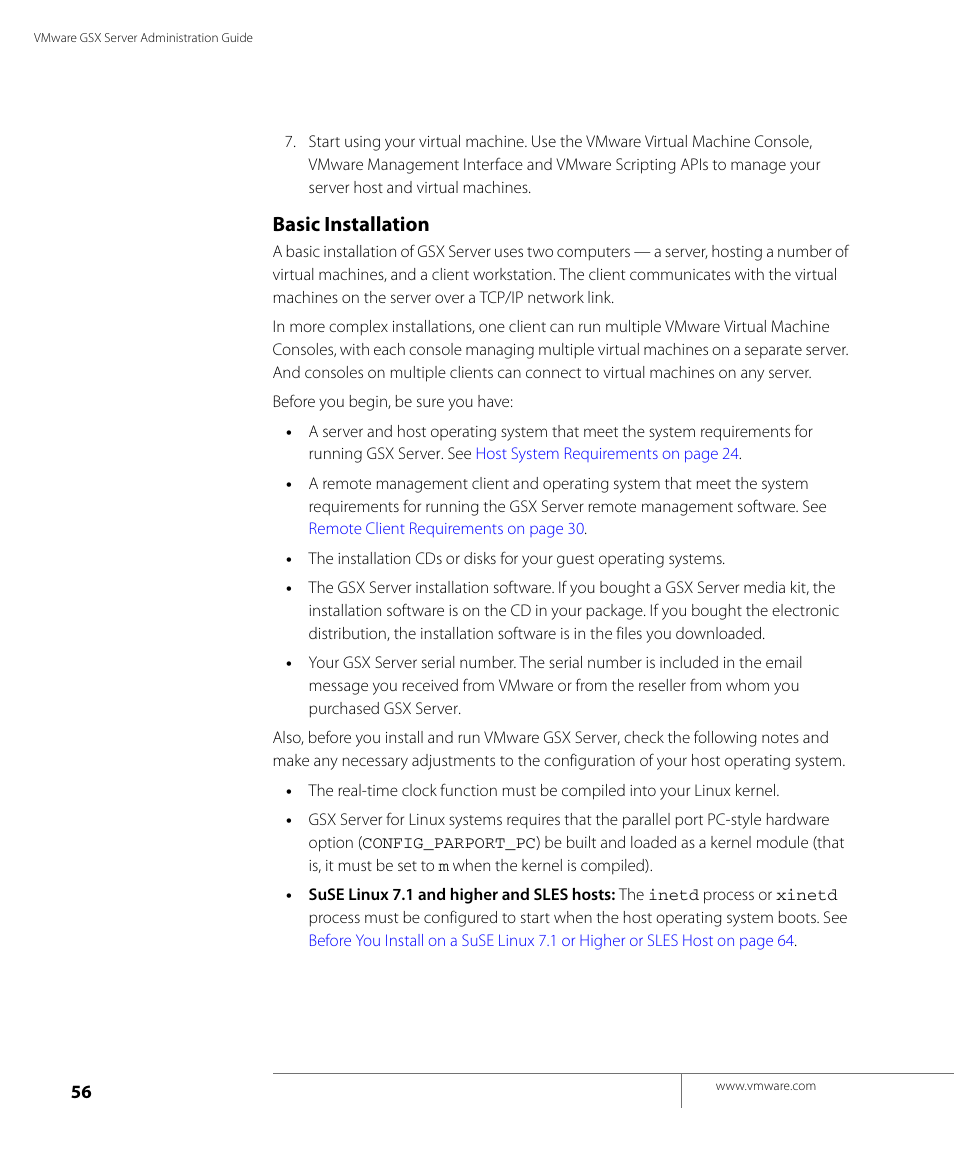 Basic installation | VMware GSX 3 User Manual | Page 56 / 240