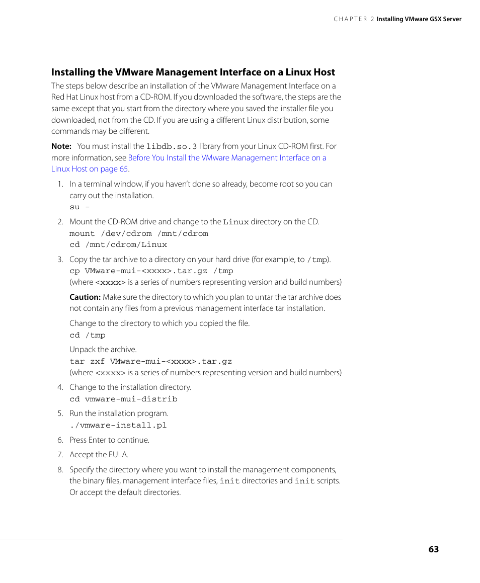 Installing the | VMware GSX 3 User Manual | Page 63 / 240