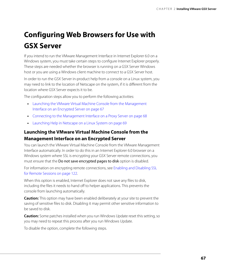 Configuring web browsers for use with gsx server | VMware GSX 3 User Manual | Page 67 / 240