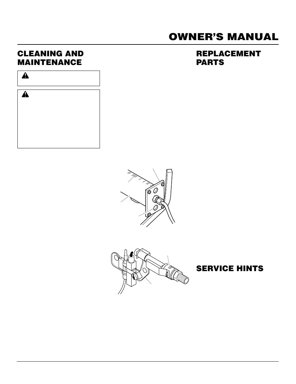 Owner’s manual, Cleaning and maintenance, Replacement parts | Service hints | Vanguard Heating VMH3000TN User Manual | Page 19 / 24