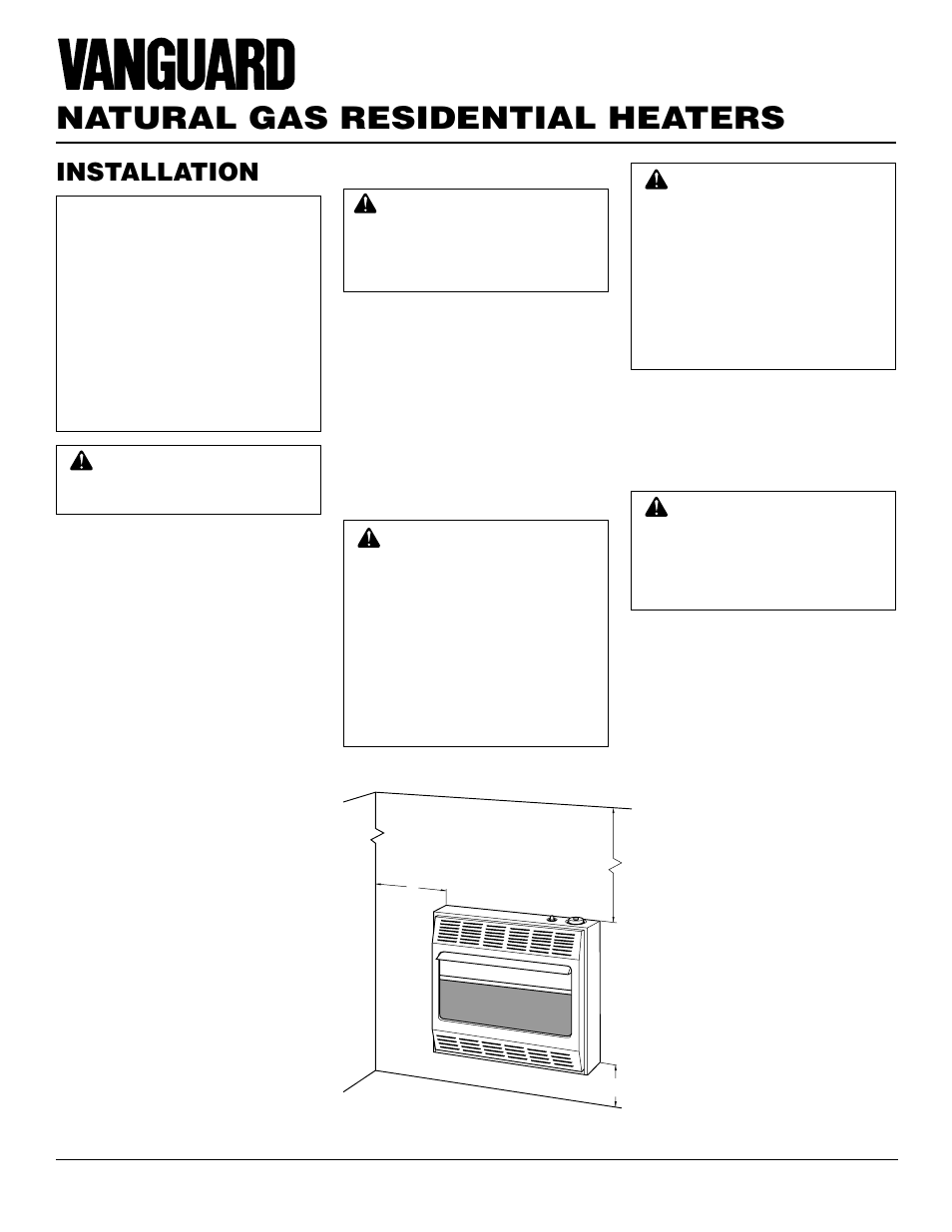 Natural gas residential heaters, Installation | Vanguard Heating VMH3000TN User Manual | Page 8 / 24