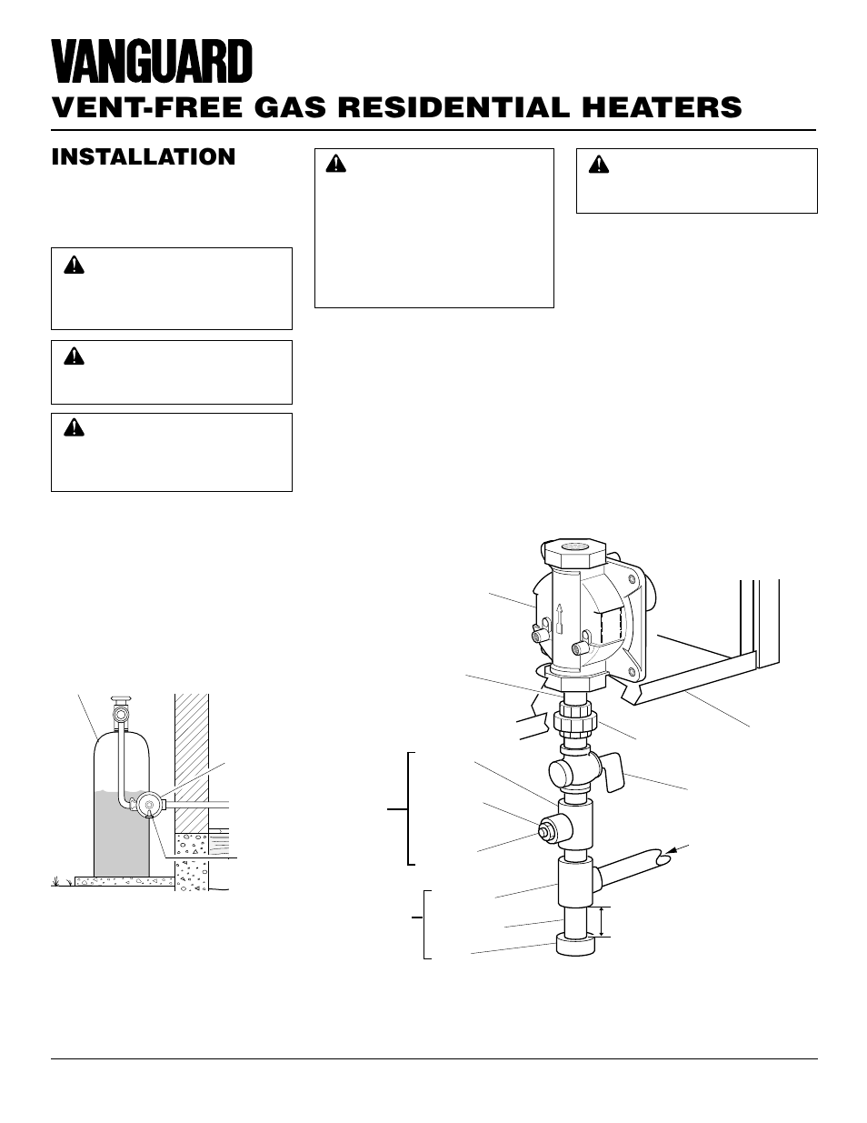 Vent-free gas residential heaters, Installation, Continued | Vanguard Heating VMH3000TP User Manual | Page 12 / 24