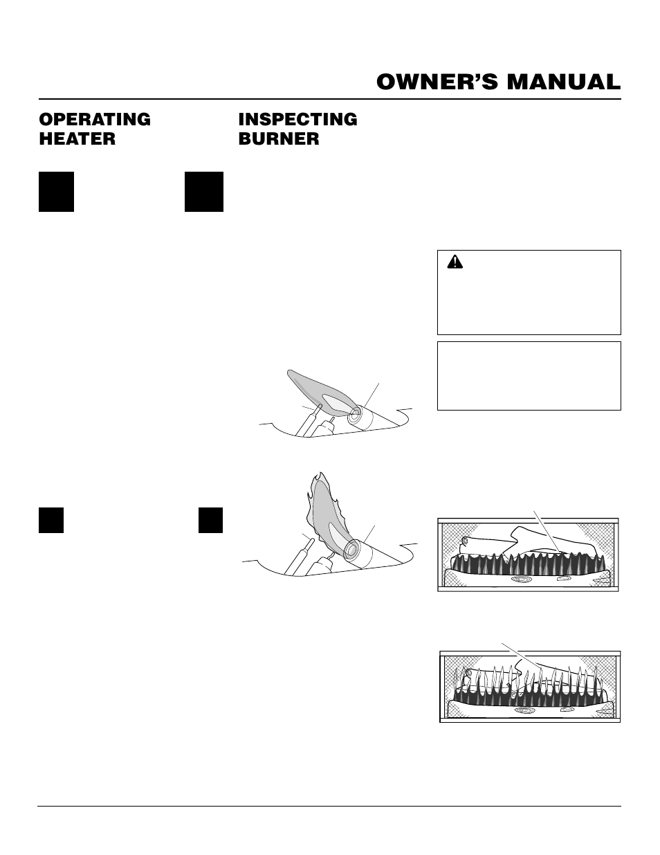 Owner’s manual, Operating heater, Inspecting burner | Vanguard Heating VMH3000TP User Manual | Page 15 / 24