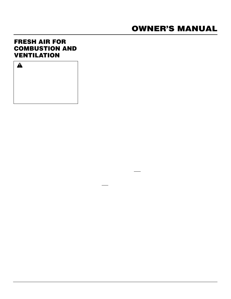 Owner’s manual, Fresh air for combustion and ventilation | Vanguard Heating VMH3000TP User Manual | Page 5 / 24