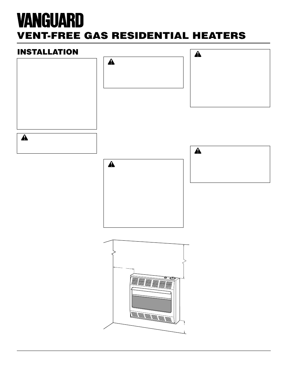 Vent-free gas residential heaters, Installation | Vanguard Heating VMH3000TP User Manual | Page 8 / 24