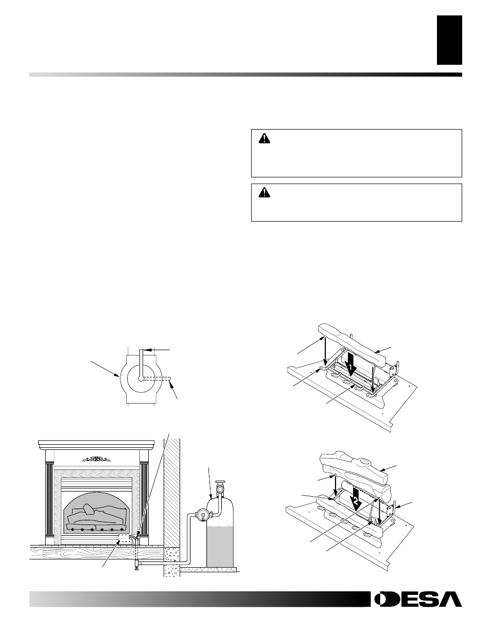 Installation, Continued, Installing logs | Vanguard Heating 107156-01E.pdf User Manual | Page 13 / 38