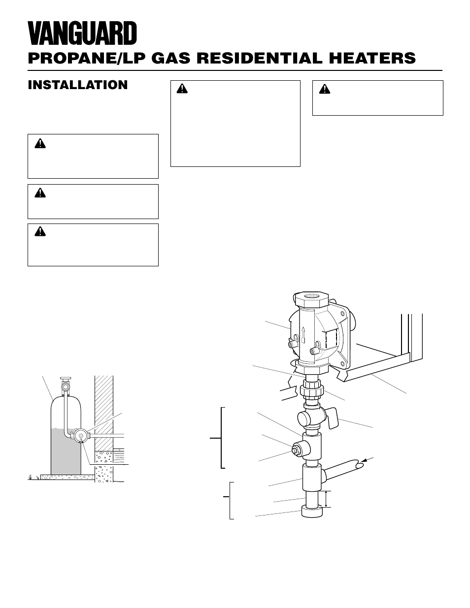 Propane/lp gas residential heaters, Installation, Continued | Vanguard Heating VMH3000TPA User Manual | Page 12 / 24