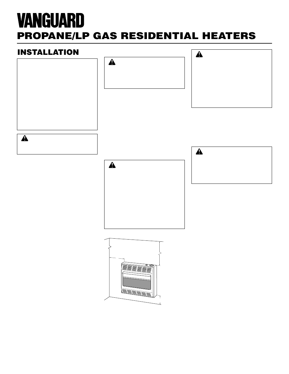 Propane/lp gas residential heaters, Installation, Check gas type | Installation items, Locating heater | Vanguard Heating VMH3000TPA User Manual | Page 8 / 24