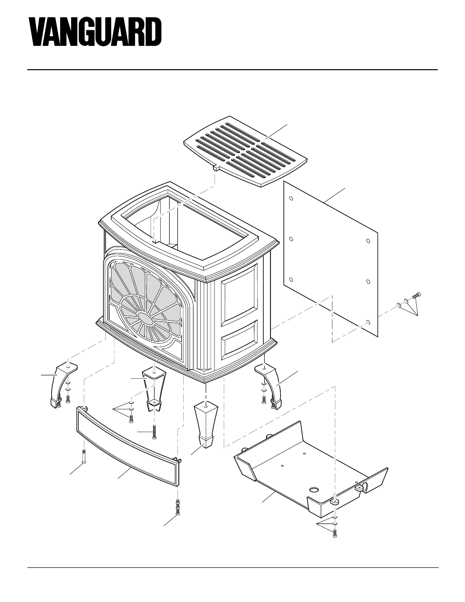 B-vent freestanding fireplace, Amity, Stove chassis | Illustrated parts breakdown | Vanguard Heating SBVBN(A) User Manual | Page 30 / 32