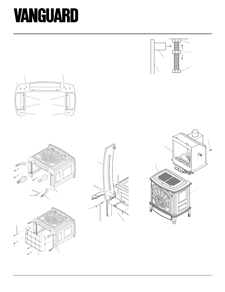 B-vent freestanding fireplace, Freestanding fireplace assembly, Continued | Installing fireplace into stove body | Vanguard Heating SBVBN(A) User Manual | Page 6 / 32