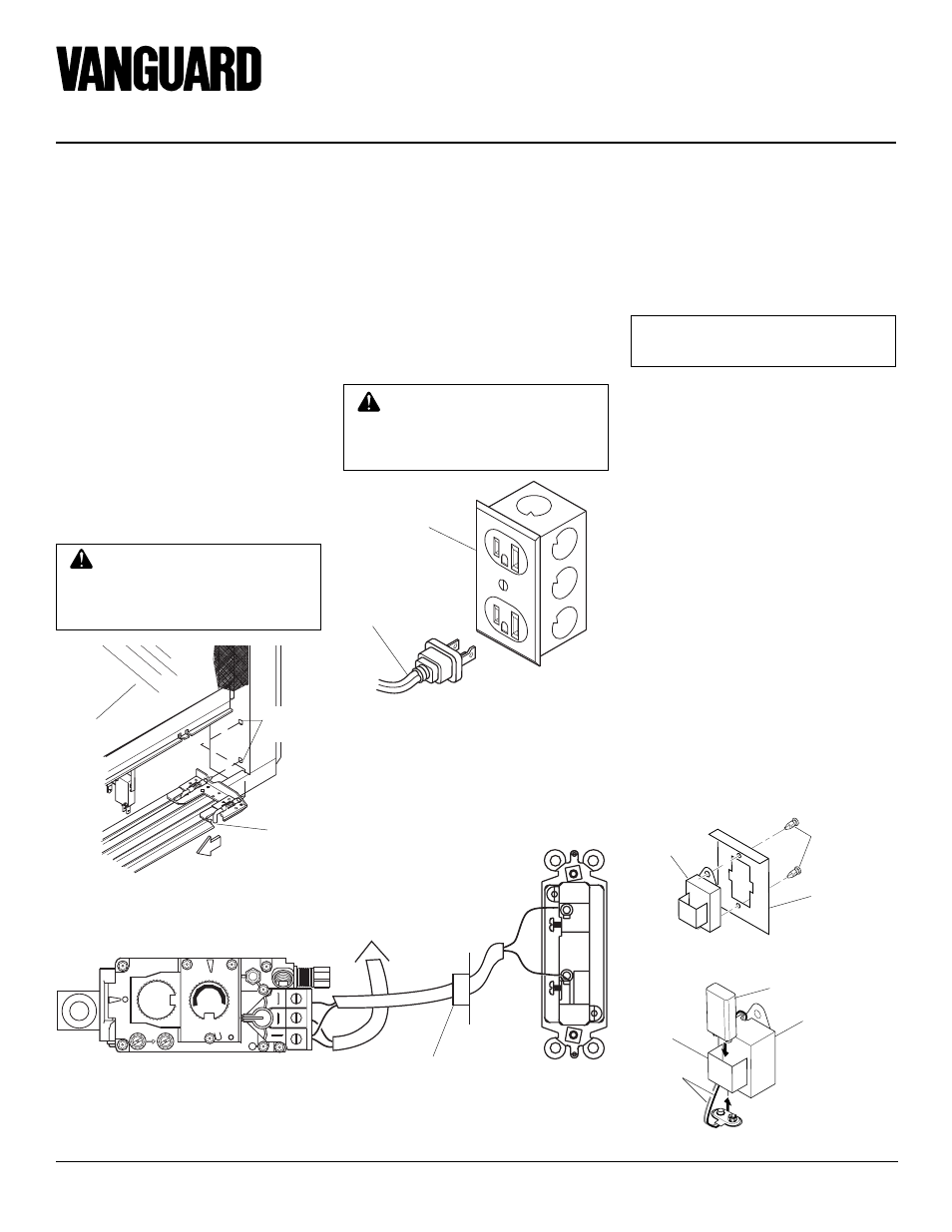 Installation, Wall switch installation, Electrical hookup for blower accessory | Installing receiver | Vanguard Heating VDVF36PP User Manual | Page 16 / 30