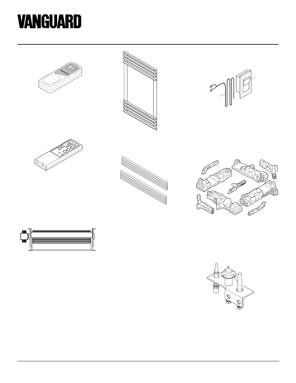 Accessories, Replacement parts, Pilot assembly | Wall switch kit, Louver kit, End louver kit (peninsula only) | Vanguard Heating VDVF36PP User Manual | Page 28 / 30