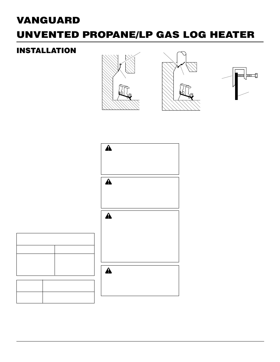 Unvented propane/lp gas log heater vanguard, Installation, Continued | Vanguard Heating Flame-Max VYS30PWA User Manual | Page 10 / 26