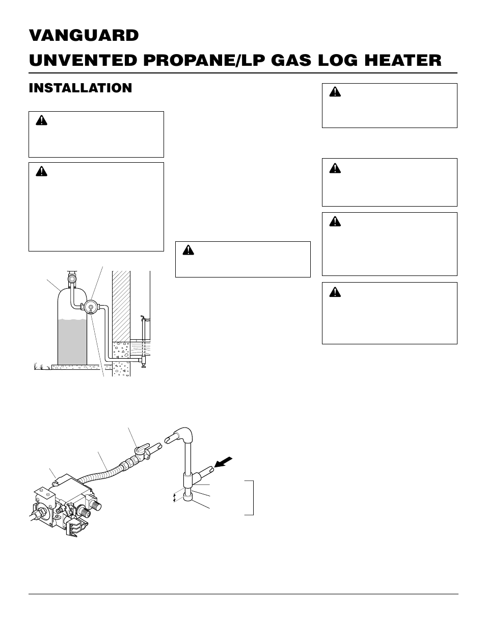 Unvented propane/lp gas log heater vanguard, Installation, Continued | Vanguard Heating Flame-Max VYS30PWA User Manual | Page 12 / 26