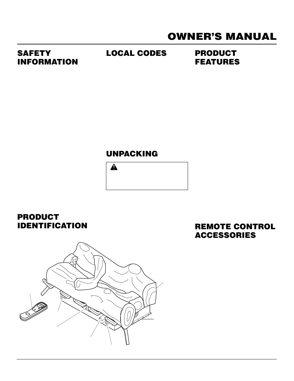 Owner’s manual, Safety information, Local codes | Product features, Unpacking, Remote control accessories, Product identification, Continued | Vanguard Heating Flame-Max VYS30PWA User Manual | Page 3 / 26