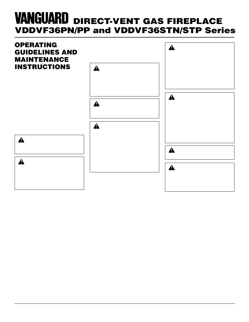 Operating guidelines and maintenance instructions | Vanguard Heating VDDVF36STN/STP User Manual | Page 20 / 32