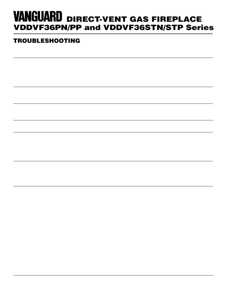 Troubleshooting | Vanguard Heating VDDVF36STN/STP User Manual | Page 26 / 32