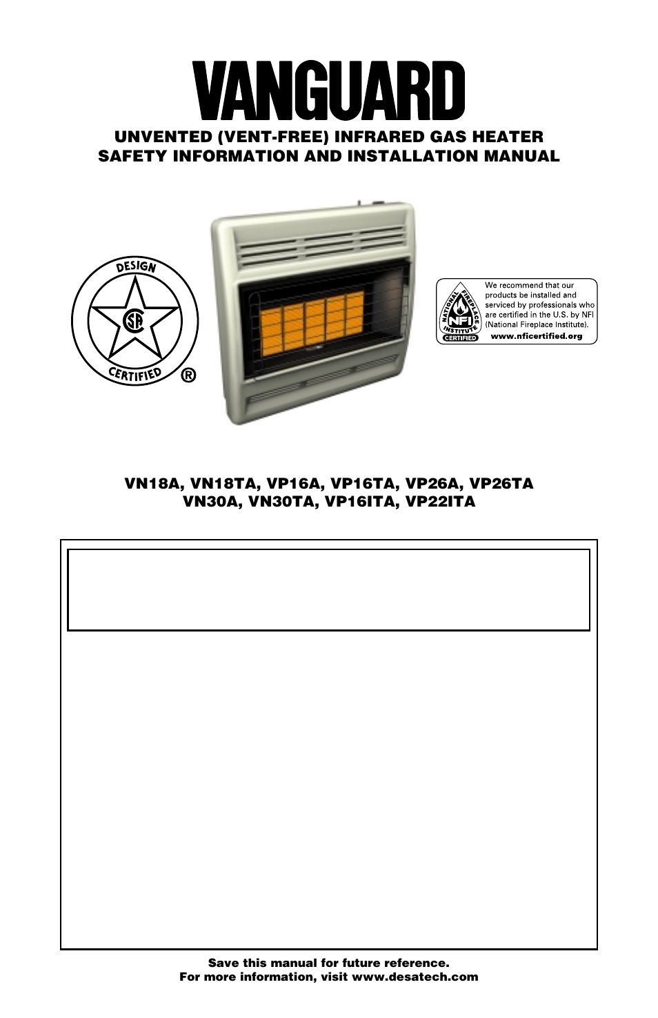 Vanguard Heating VN18A User Manual | 36 pages
