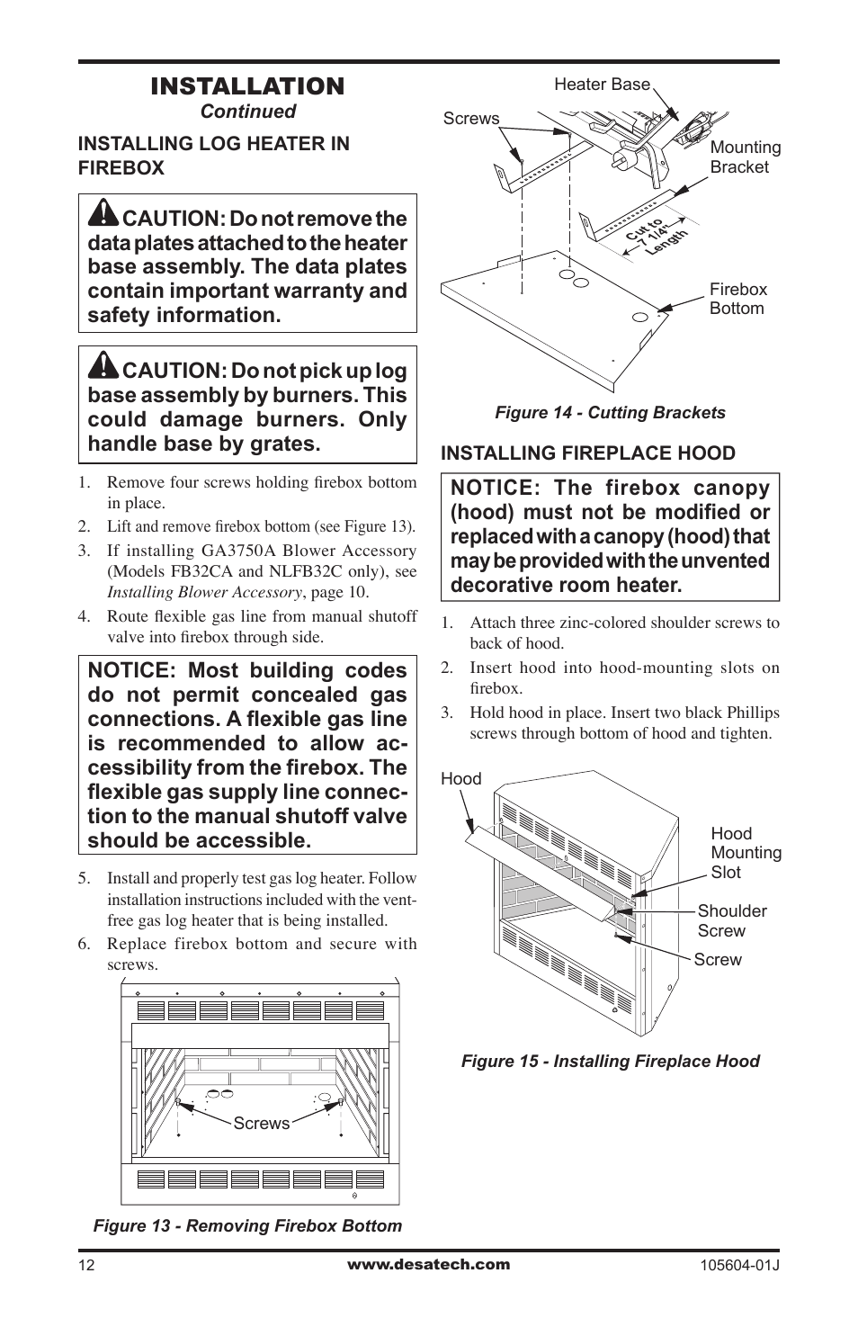 Installation | Vanguard Heating FB32CA User Manual | Page 12 / 24