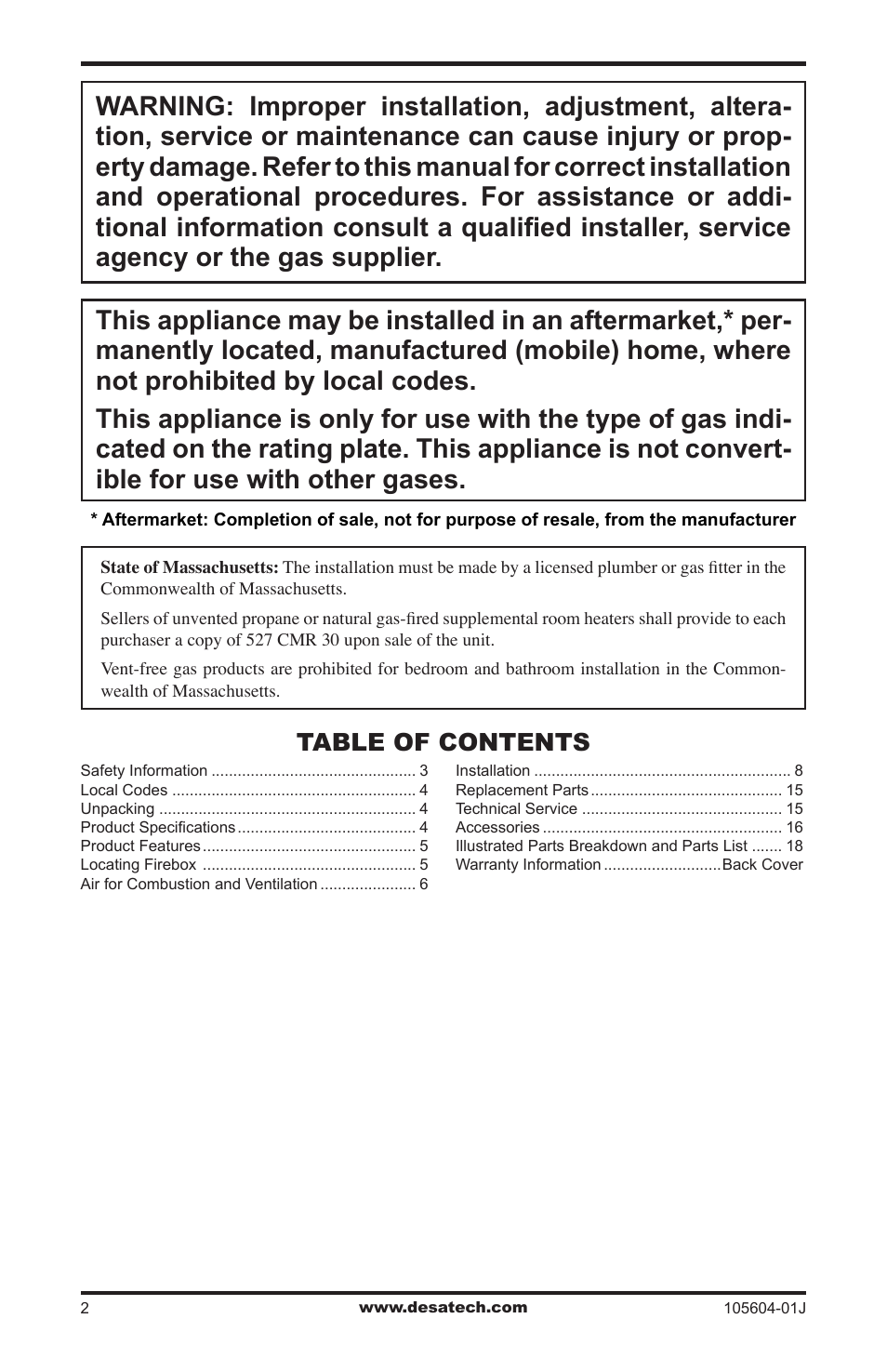 Vanguard Heating FB32CA User Manual | Page 2 / 24