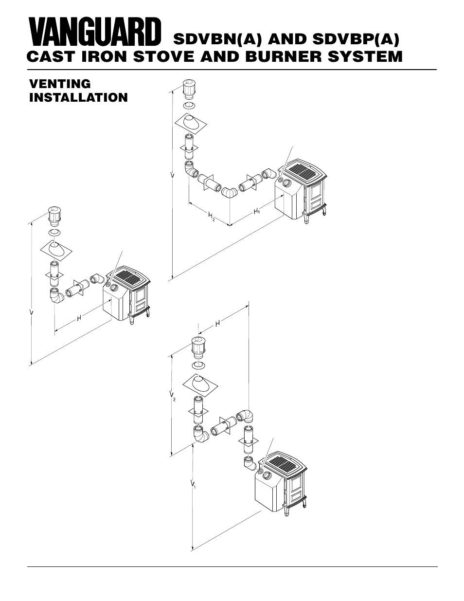 Cast iron stove and burner system, Sdvbn(a) and sdvbp(a), Venting installation | Continued | Vanguard Heating SDVBN(A) User Manual | Page 16 / 38