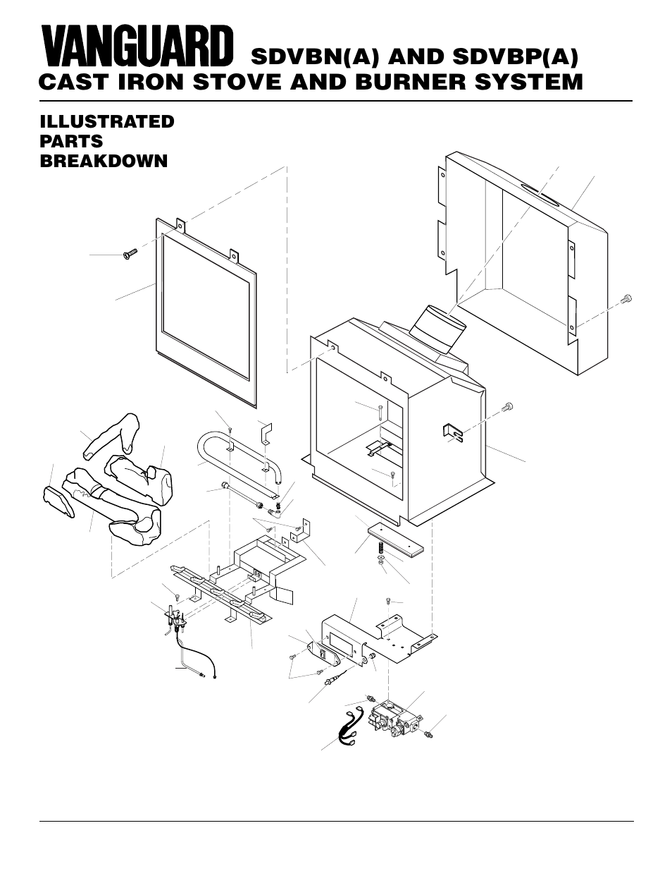 Cast iron stove and burner system, Sdvbn(a) and sdvbp(a), Illustrated parts breakdown | Sdvbn(a) sdvbp(a) | Vanguard Heating SDVBN(A) User Manual | Page 34 / 38