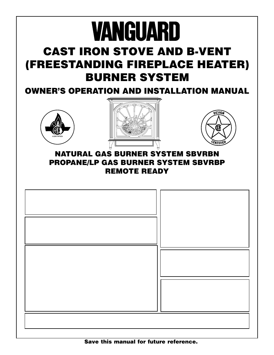 Vanguard Heating SBVRBP User Manual | 32 pages