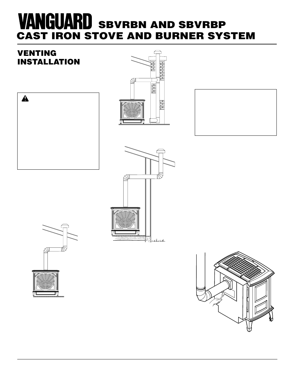 Cast iron stove and burner system, Sbvrbn and sbvrbp, Venting installation | Vanguard Heating SBVRBP User Manual | Page 10 / 32