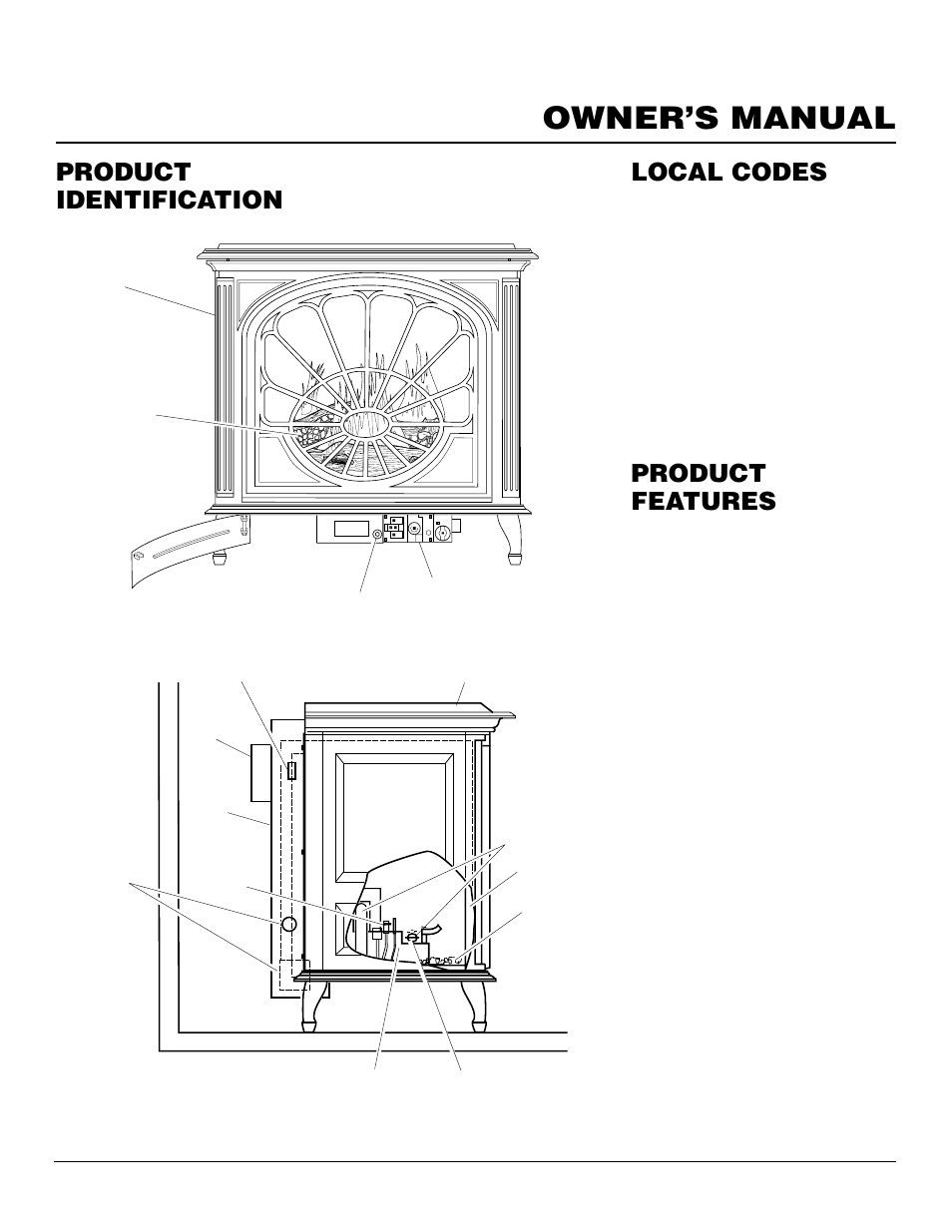 Owner’s manual, Product identification, Local codes product features | Operation, Piezo ignitor | Vanguard Heating SBVRBP User Manual | Page 3 / 32