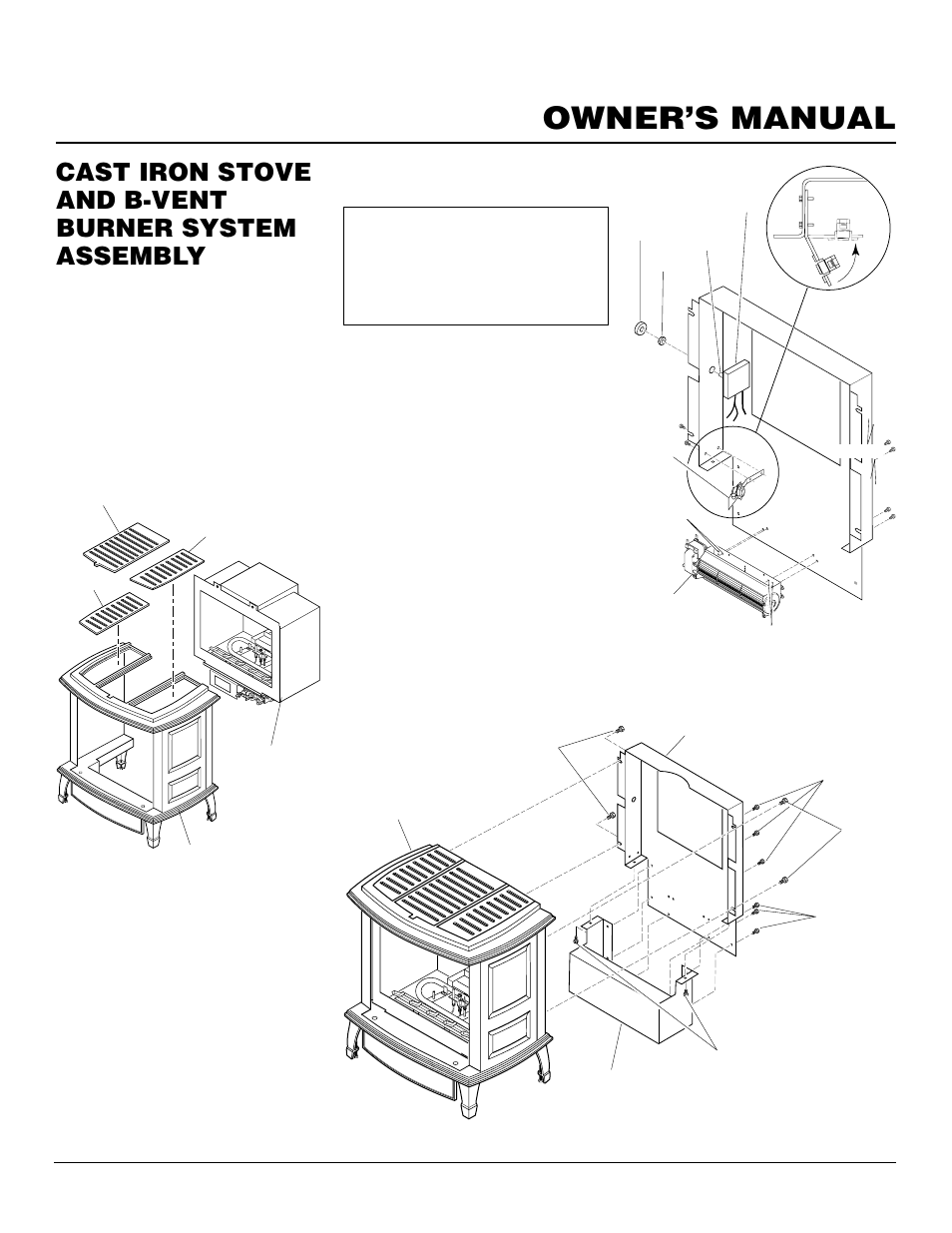 Owner’s manual, Cast iron stove and b-vent burner system assembly, Continued | Vanguard Heating SBVRBP User Manual | Page 7 / 32