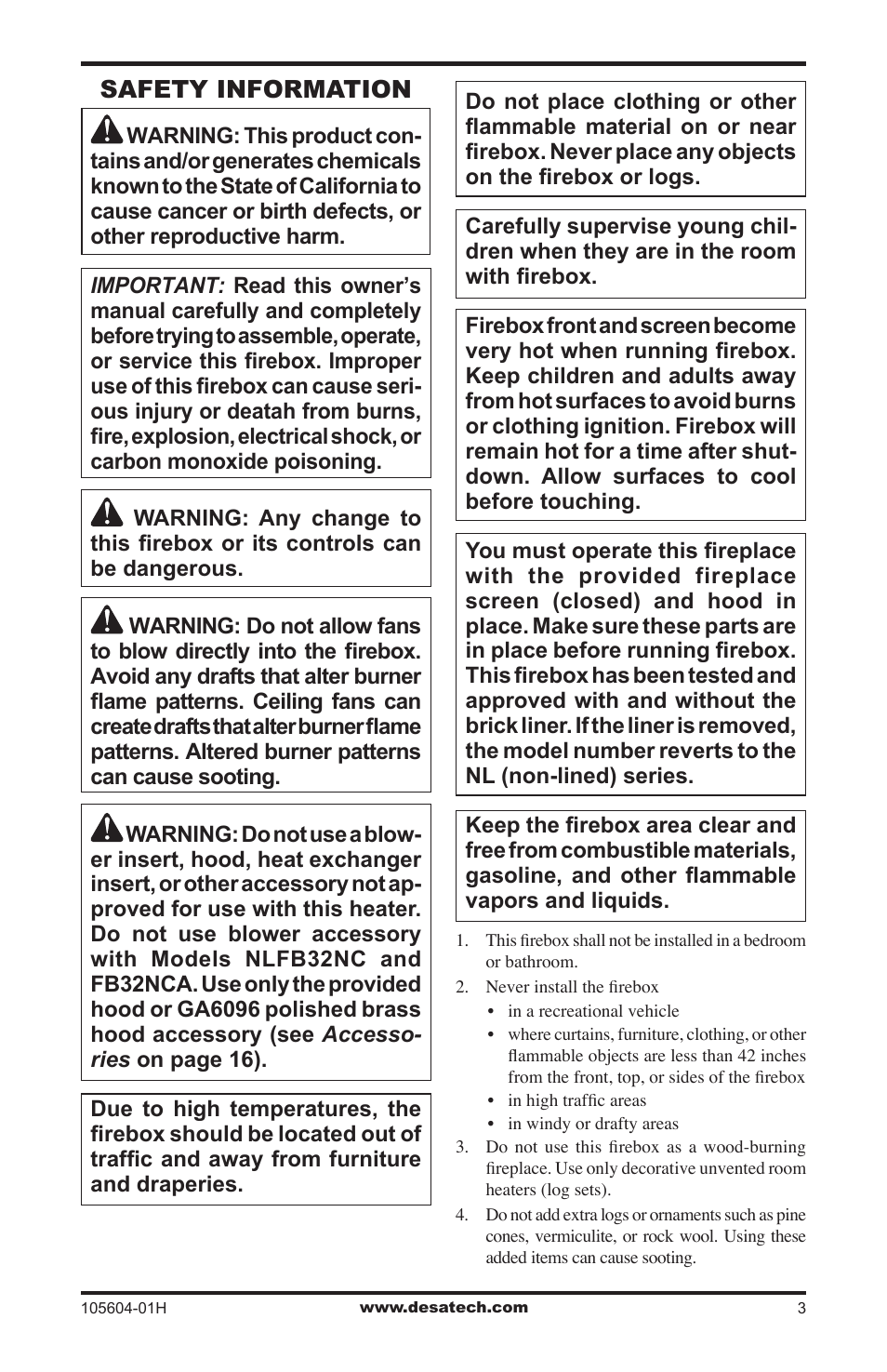 Safety information | Vanguard Heating LogMate FB32NCA User Manual | Page 3 / 24